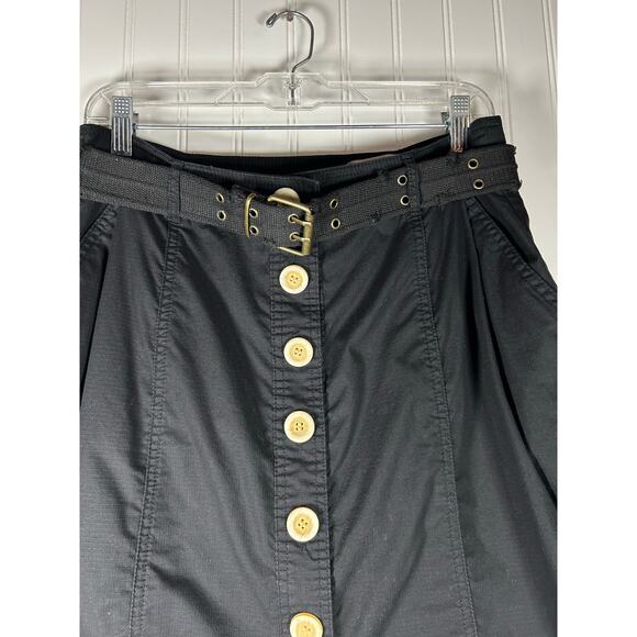Live a Little Black caught in button down midi belt skirts emo goth grunge Sz 10 - Picture 2 of 10